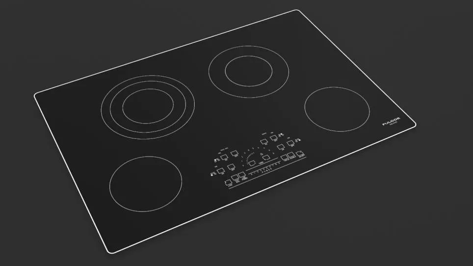 Fulgor Milano F6RT30S2 30" Radiant Cooktop With Brushed Aluminum Trim - Black Glass