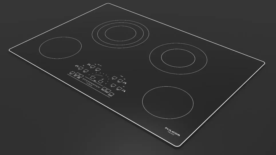 Fulgor Milano F6RT30S2 30" Radiant Cooktop With Brushed Aluminum Trim - Black Glass