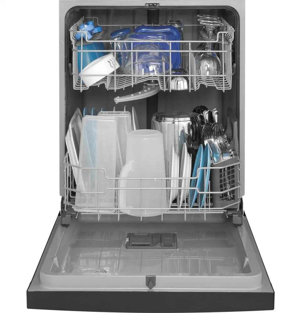 Ge Appliances GDF530PGMBB Ge Front Control With Plastic Interior Dishwasher With Sanitize Cycle & Dry Boost