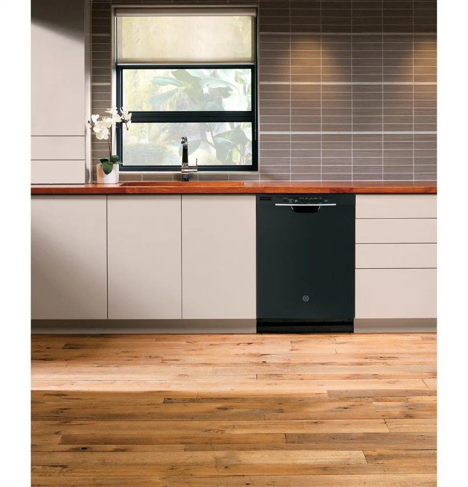 Ge Appliances GDF530PGMBB Ge Front Control With Plastic Interior Dishwasher With Sanitize Cycle & Dry Boost
