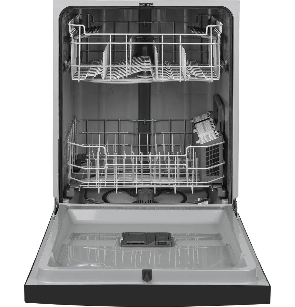 Ge Appliances GDF530PGMBB Ge Front Control With Plastic Interior Dishwasher With Sanitize Cycle & Dry Boost