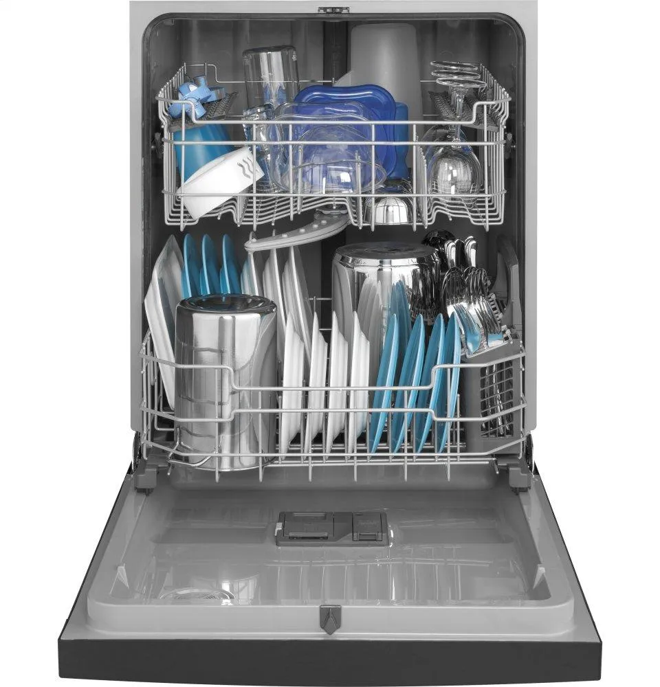 Ge Appliances GDF530PGMBB Ge Front Control With Plastic Interior Dishwasher With Sanitize Cycle & Dry Boost