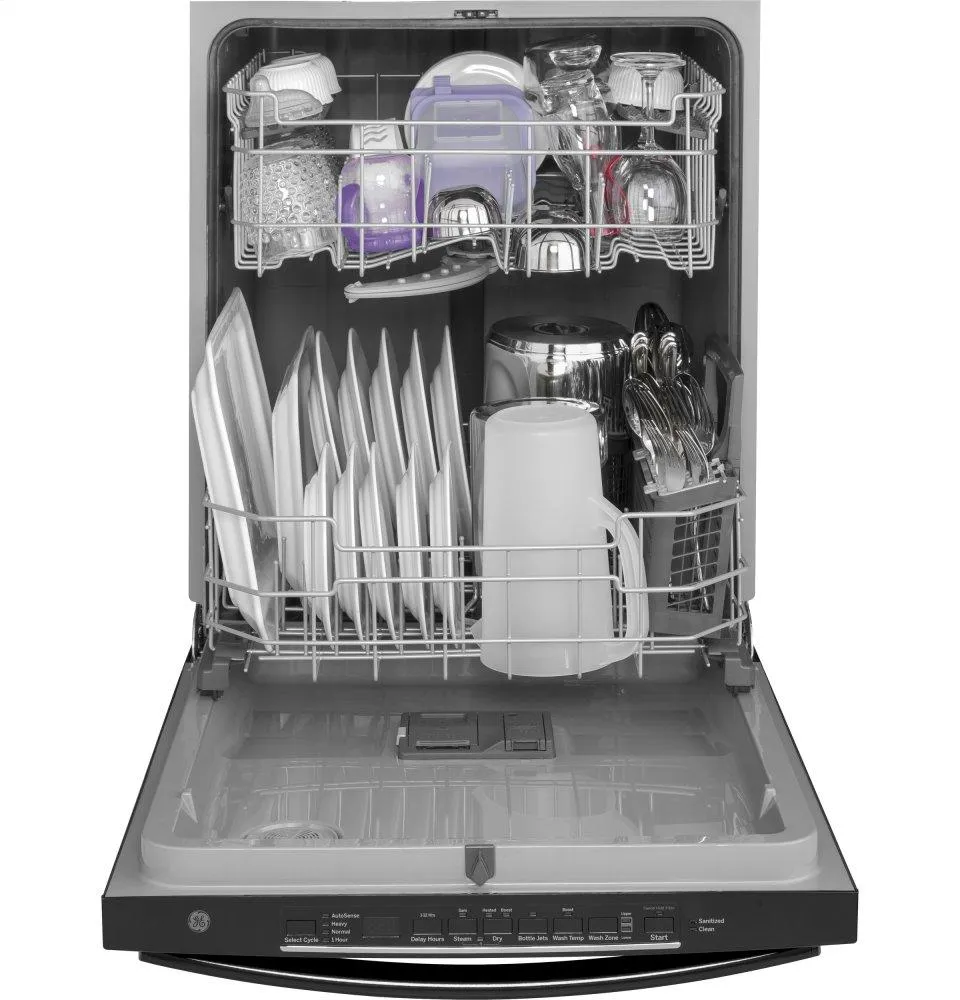 Ge Appliances GDT605PGMBB Ge Top Control With Plastic Interior Dishwasher With Sanitize Cycle & Dry Boost