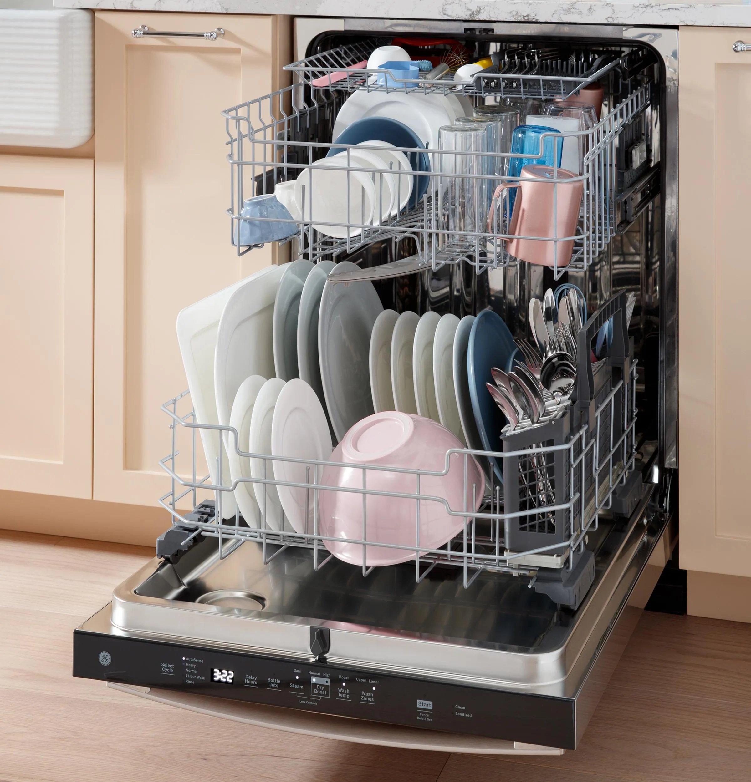 Ge Appliances GDT650SMVES Ge Fingerprint Resistant Top Control With Stainless Steel Interior Dishwasher With Sanitize Cycle