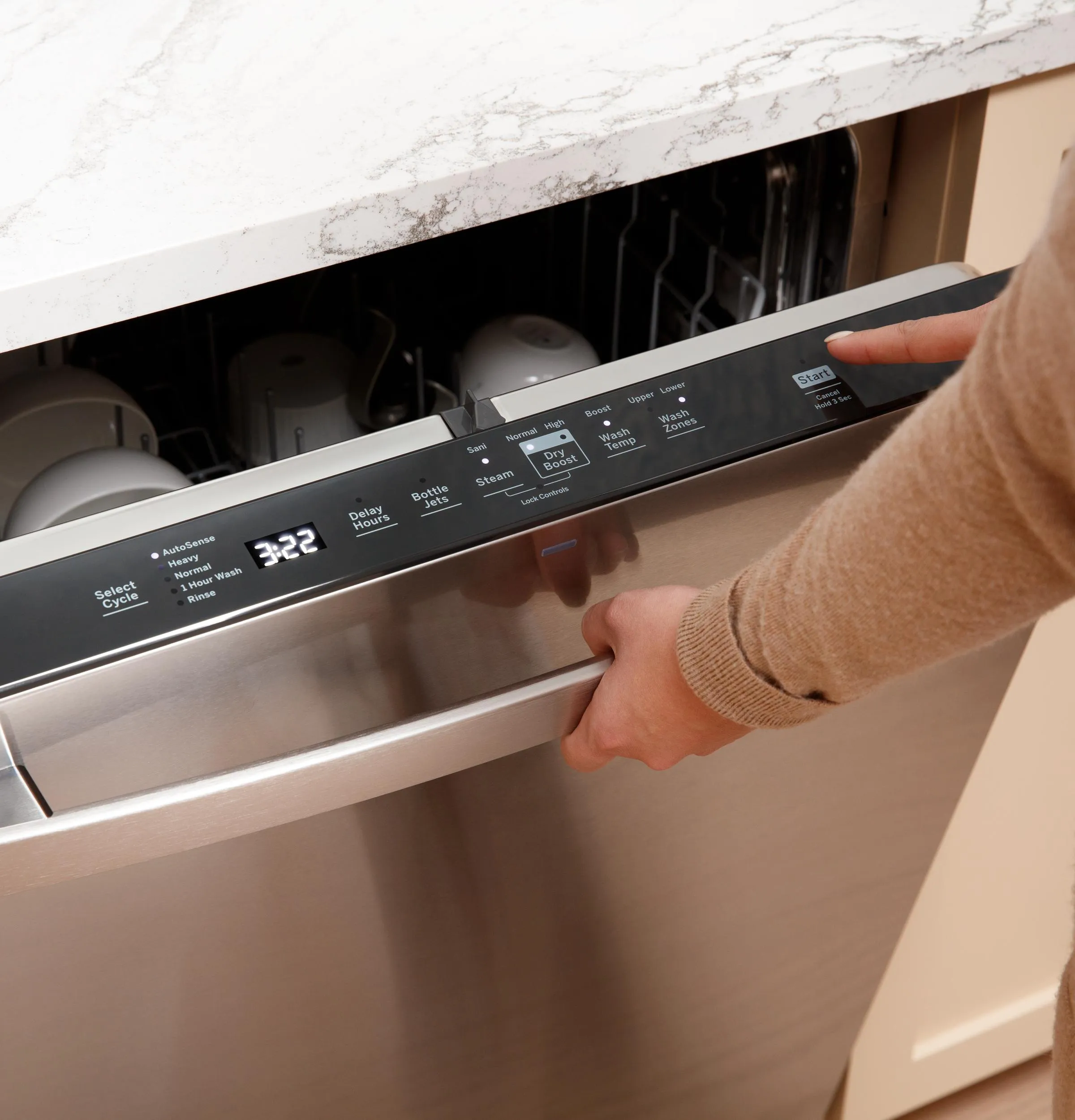 Ge Appliances GDT650SYVFS Ge Fingerprint Resistant Top Control With Stainless Steel Interior Dishwasher With Sanitize Cycle