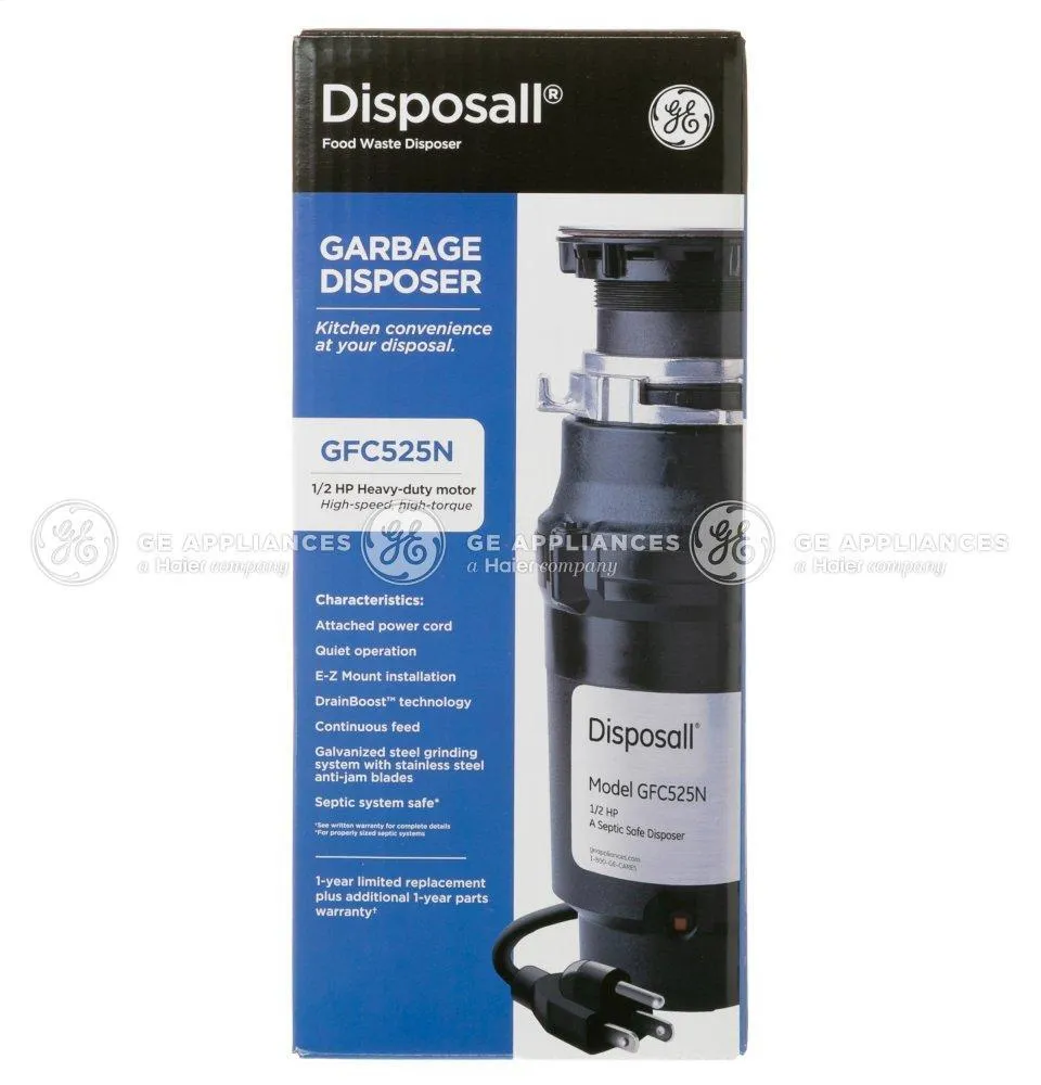 Ge Appliances GFC525N Ge 1/2 Hp Continuous Feed Garbage Disposer - Corded
