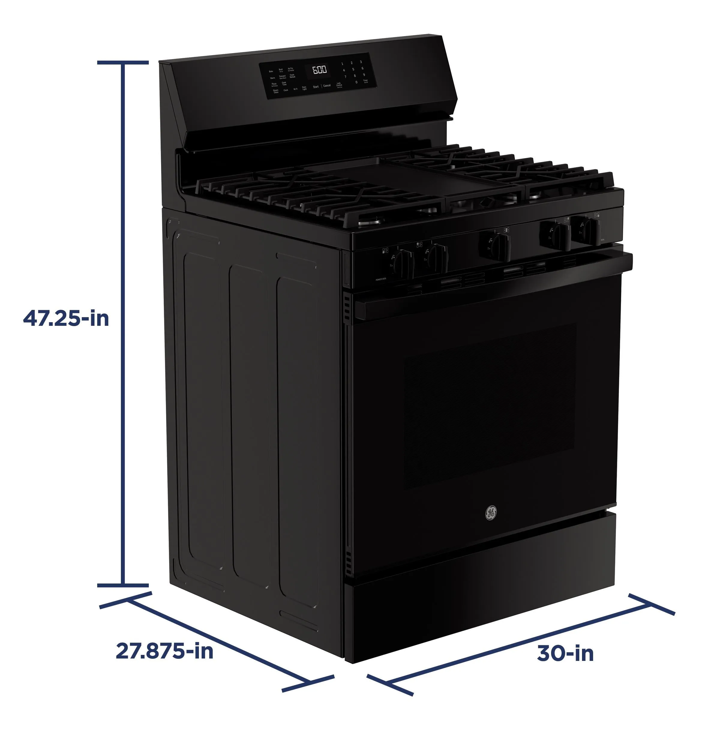 Ge Appliances GGF600AVBB Ge 30" Free-Standing Gas Convection Range With No Preheat Air Fry And Easywash&#8482; Oven Tray