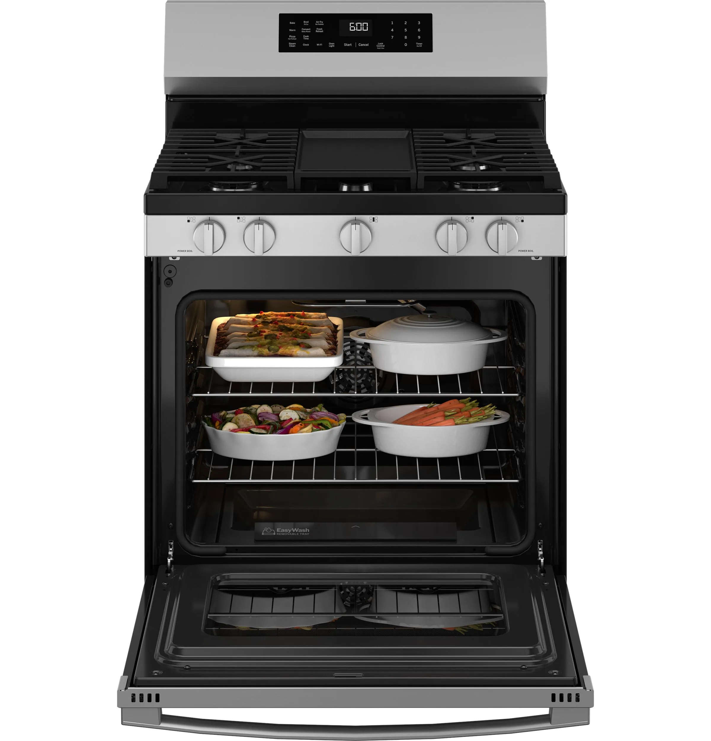 Ge Appliances GGF600AVSS Ge 30" Free-Standing Gas Convection Range With No Preheat Air Fry And Easywash&#8482; Oven Tray