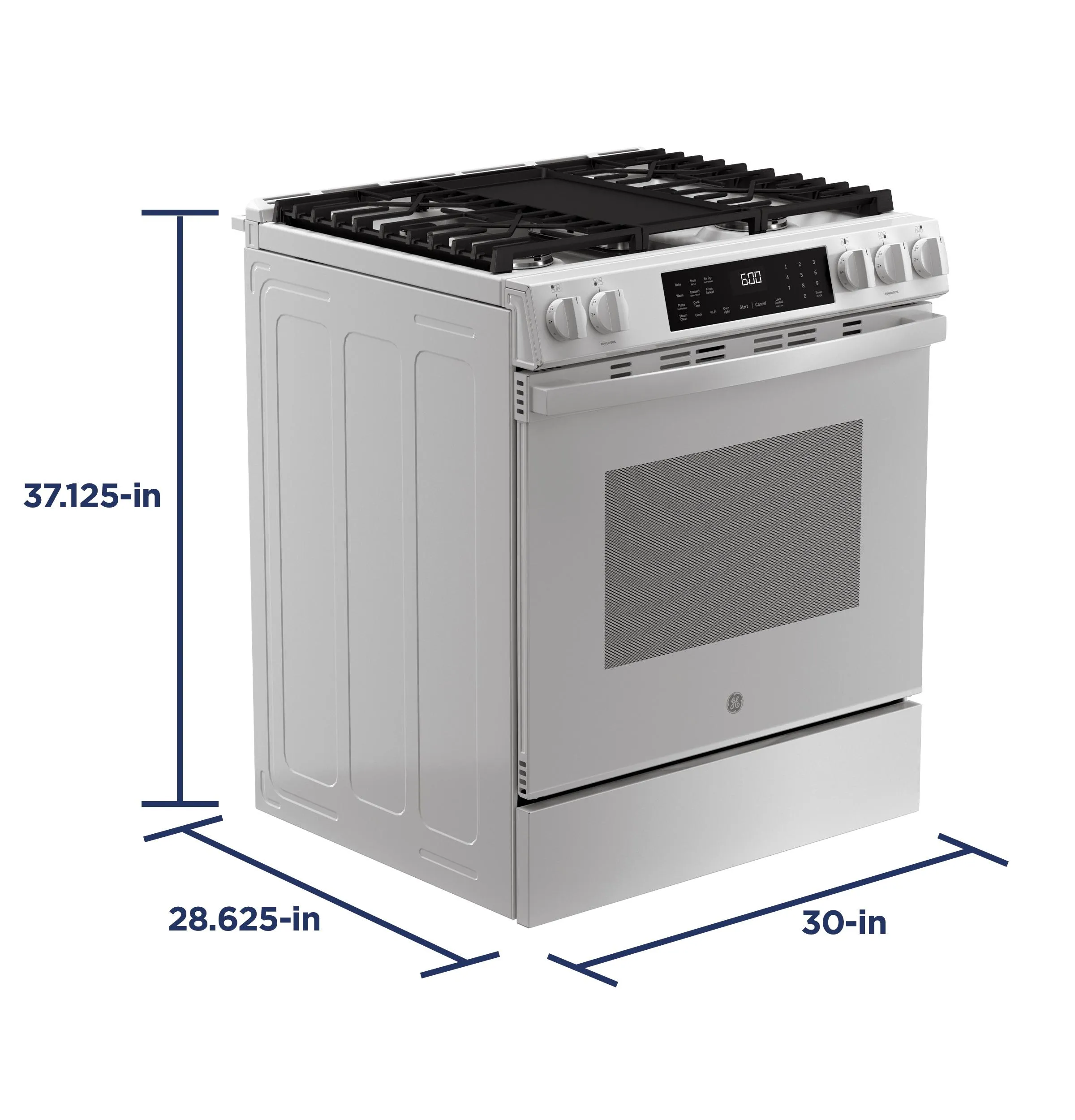 Ge Appliances GGS600AVWW Ge 30" Slide-In Front-Control Convection Gas Range With No Preheat Air Fry And Easywash&#8482; Oven Tray