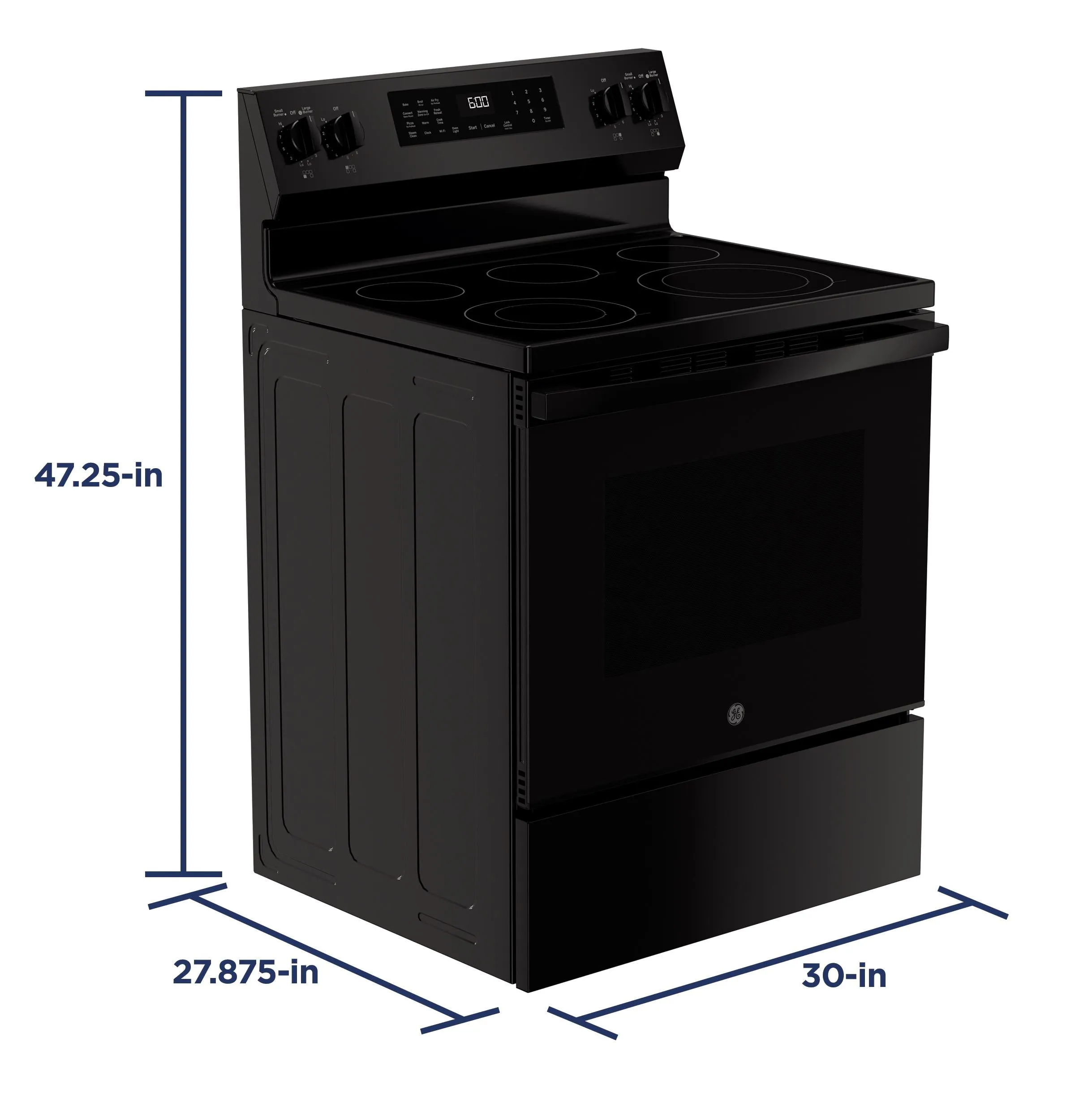 Ge Appliances GRF600AVBB Ge 30" Free-Standing Electric Convection Range With No Preheat Air Fry And Easywash&#8482; Oven Tray