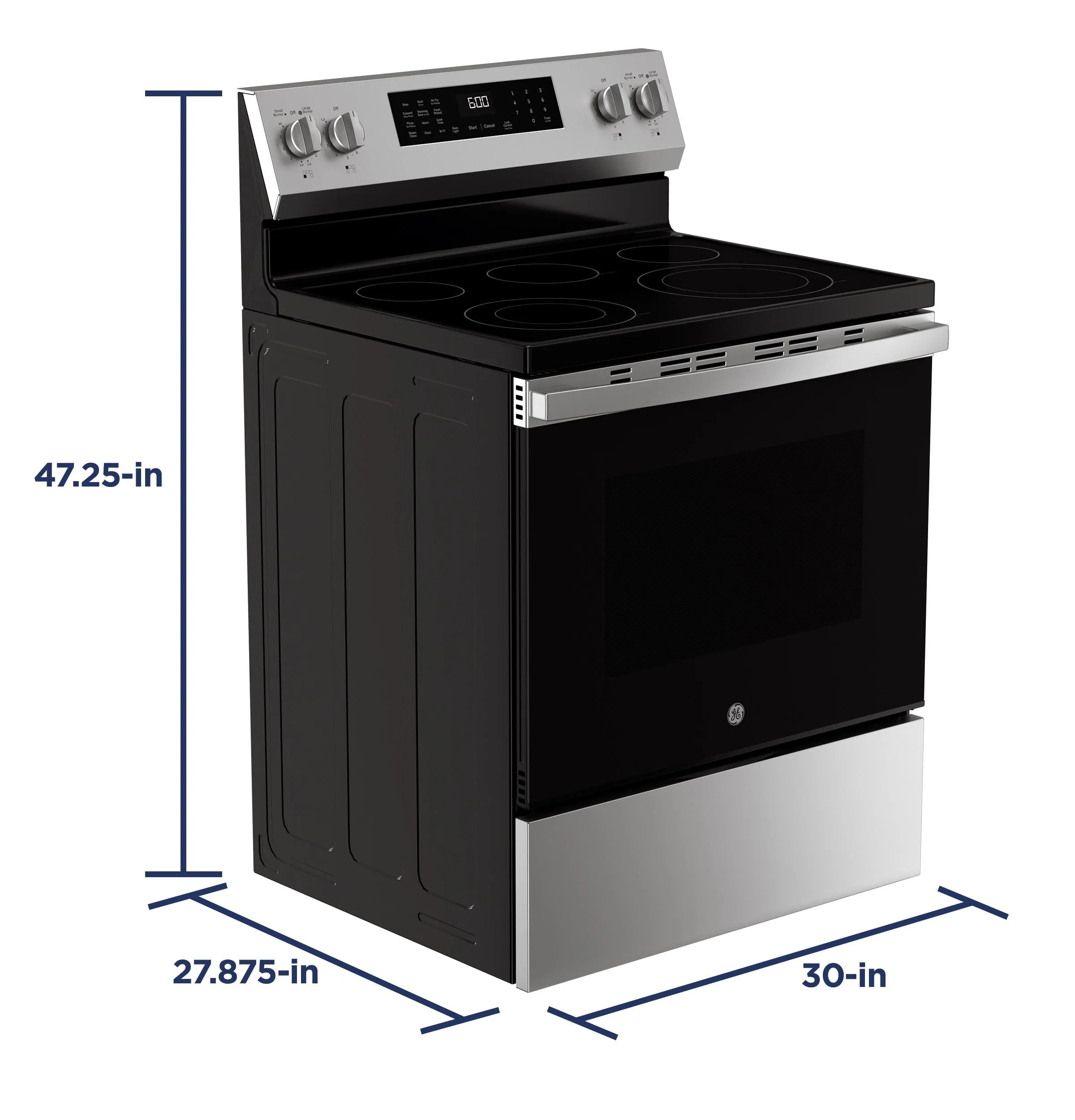 Ge Appliances GRF600AVSS Ge 30" Free-Standing Electric Convection Range With No Preheat Air Fry And Easywash&#8482; Oven Tray