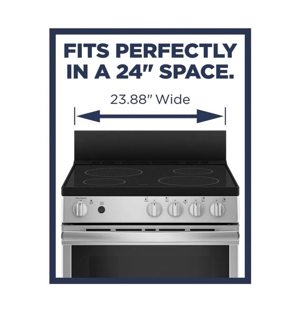 Ge Appliances JAS640RMSS Ge 24" Free-Standing/Slide-In Front Control Range With Steam Clean And Large Window