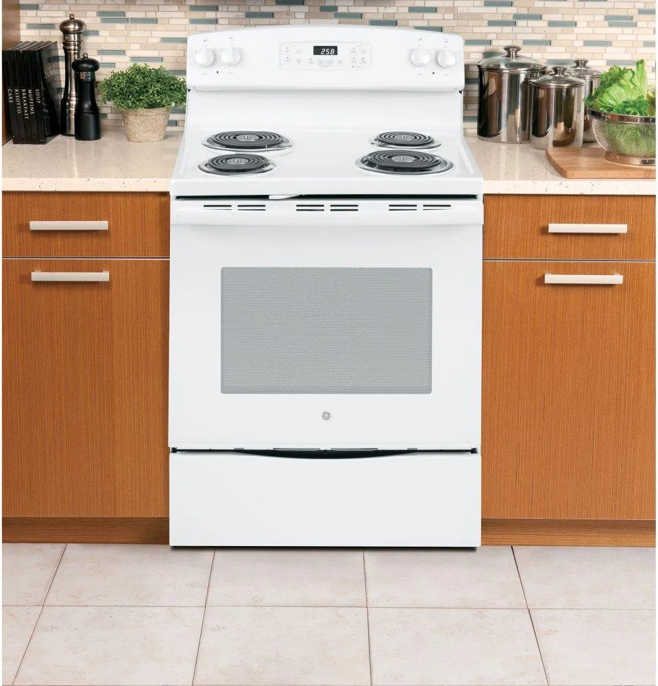 Ge Appliances JB258DMWW Ge 30" Free-Standing Self-Clean Electric Range
