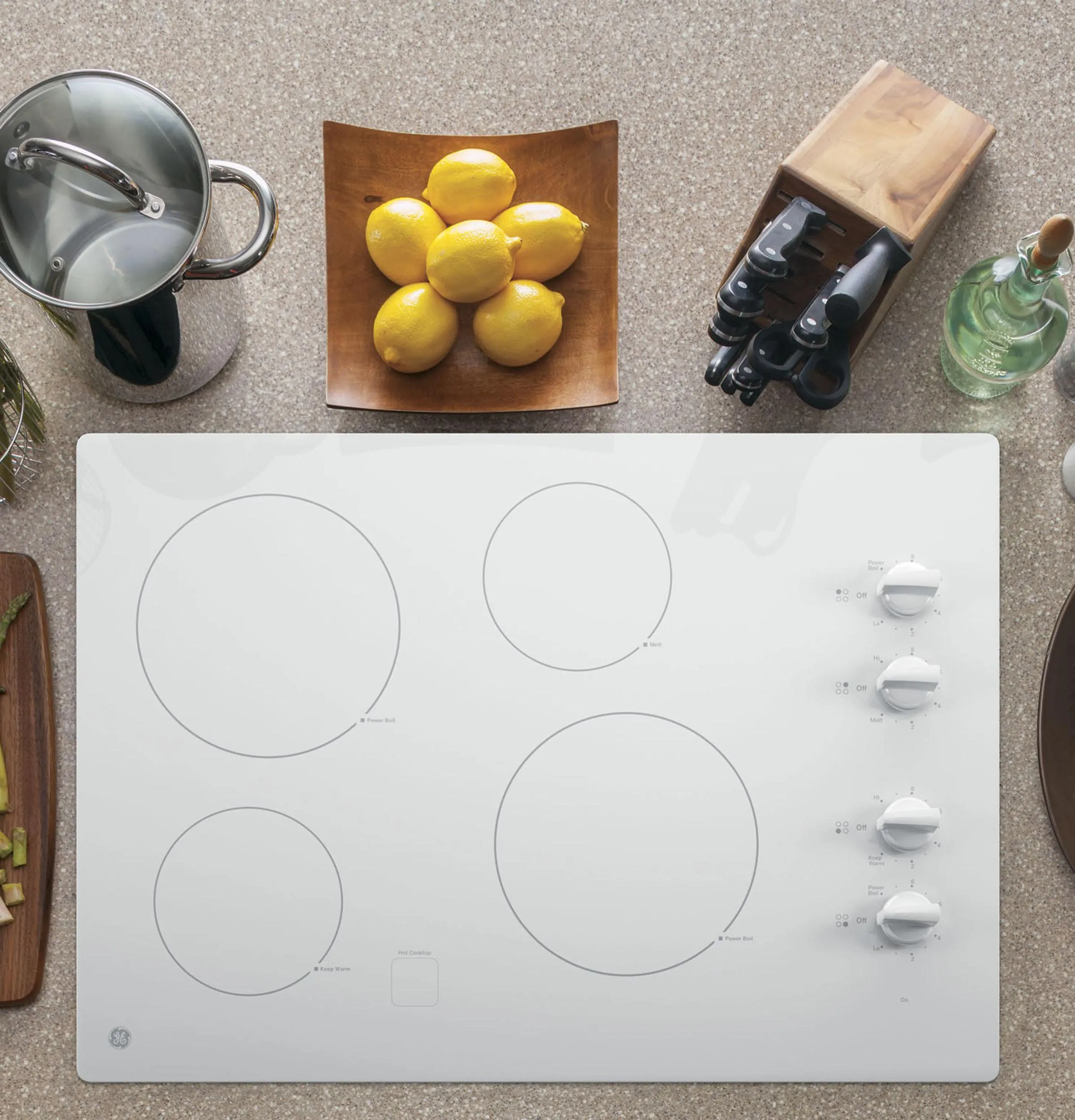 Ge Appliances JP3030TWWW Ge 30" Built-In Knob Control Electric Cooktop