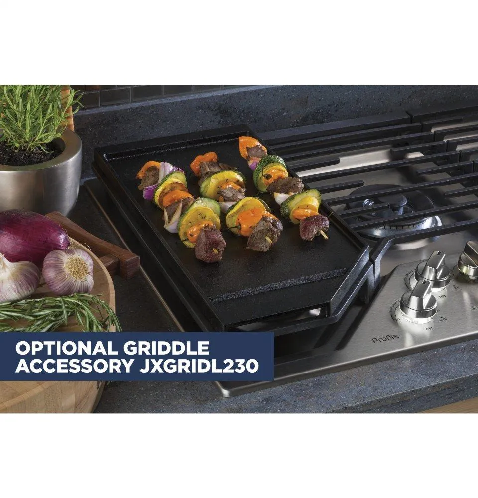 Ge Appliances PGP9030SLSS Ge Profile&#8482; 30" Built-In Tri-Ring Gas Cooktop With 5 Burners And Included Extra-Large Integrated Griddle