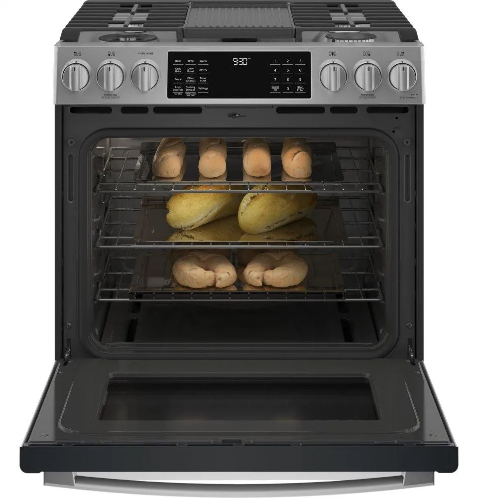 Ge Appliances PGS930YPFS Ge Profile&#8482; 30" Smart Slide-In Front-Control Gas Fingerprint Resistant Range With No Preheat Air Fry