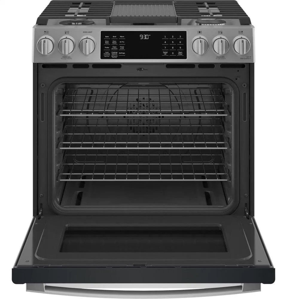 Ge Appliances PGS930YPFS Ge Profile&#8482; 30" Smart Slide-In Front-Control Gas Fingerprint Resistant Range With No Preheat Air Fry