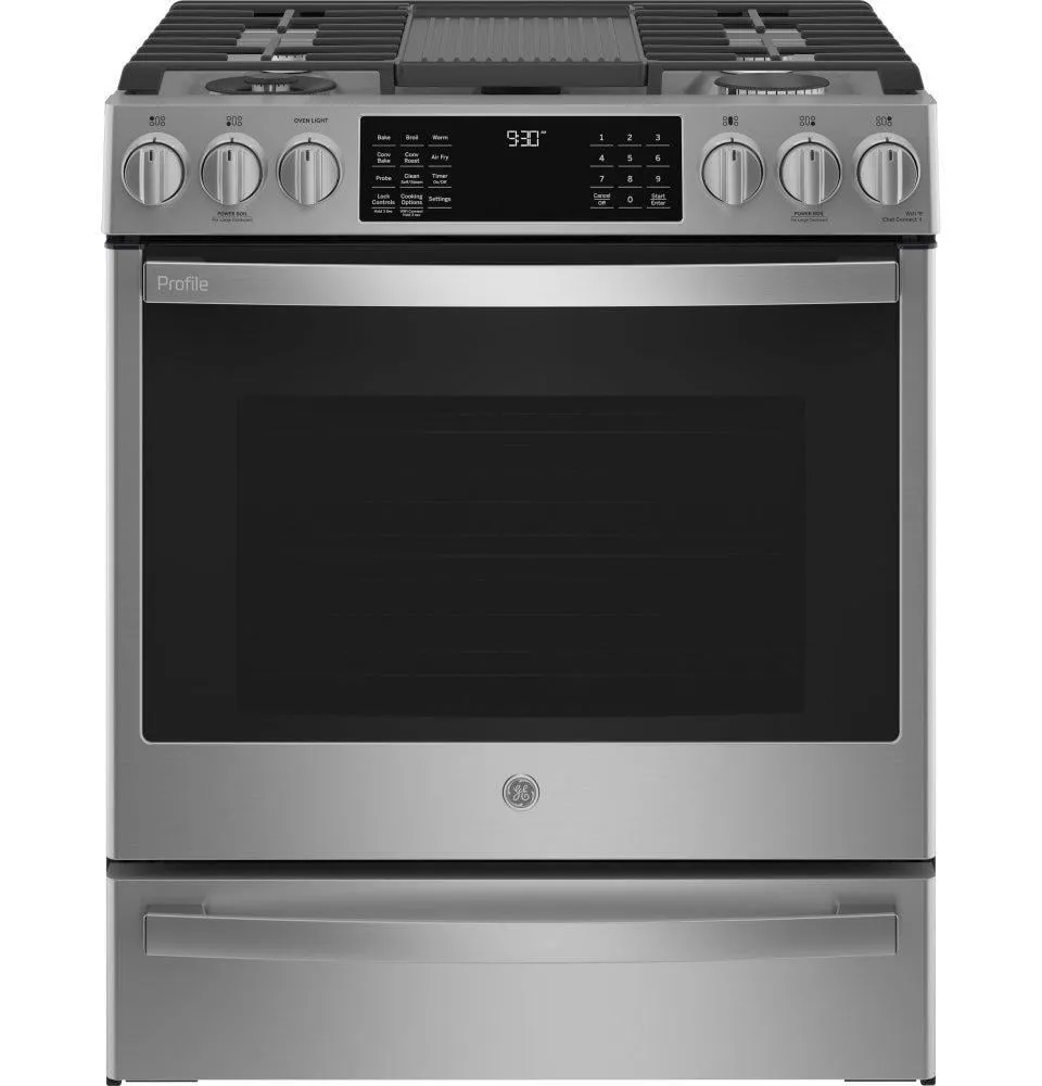 Ge Appliances PGS930YPFS Ge Profile&#8482; 30" Smart Slide-In Front-Control Gas Fingerprint Resistant Range With No Preheat Air Fry