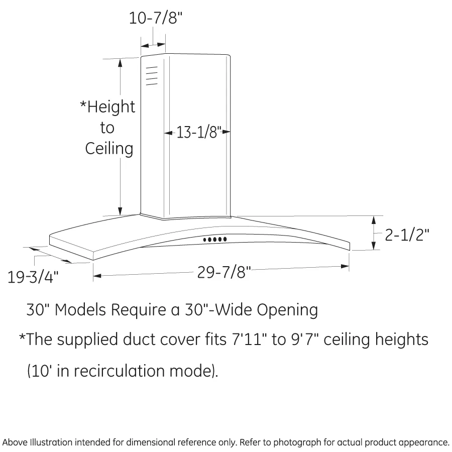 Ge Appliances UVW7301SWSS 30" Wall-Mount Chimney Hood