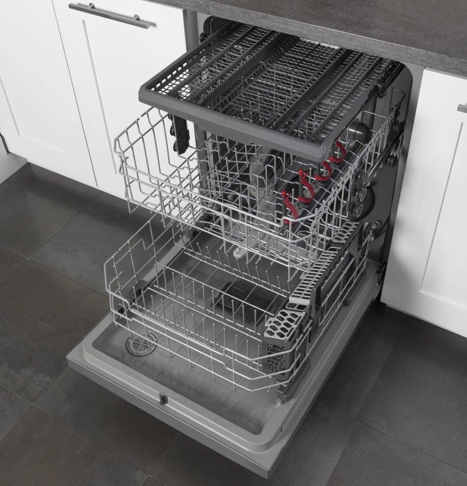Ge Appliances GDF630PGMBB Ge Front Control With Plastic Interior Dishwasher With Sanitize Cycle & Dry Boost