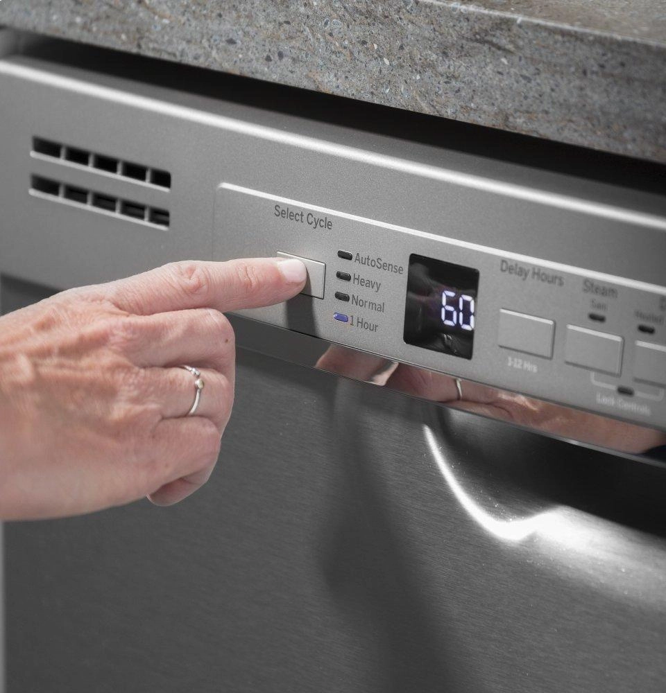 Ge Appliances GDF630PGMBB Ge Front Control With Plastic Interior Dishwasher With Sanitize Cycle & Dry Boost