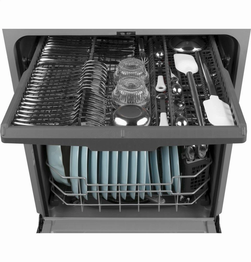 Ge Appliances GDF630PGMBB Ge Front Control With Plastic Interior Dishwasher With Sanitize Cycle & Dry Boost