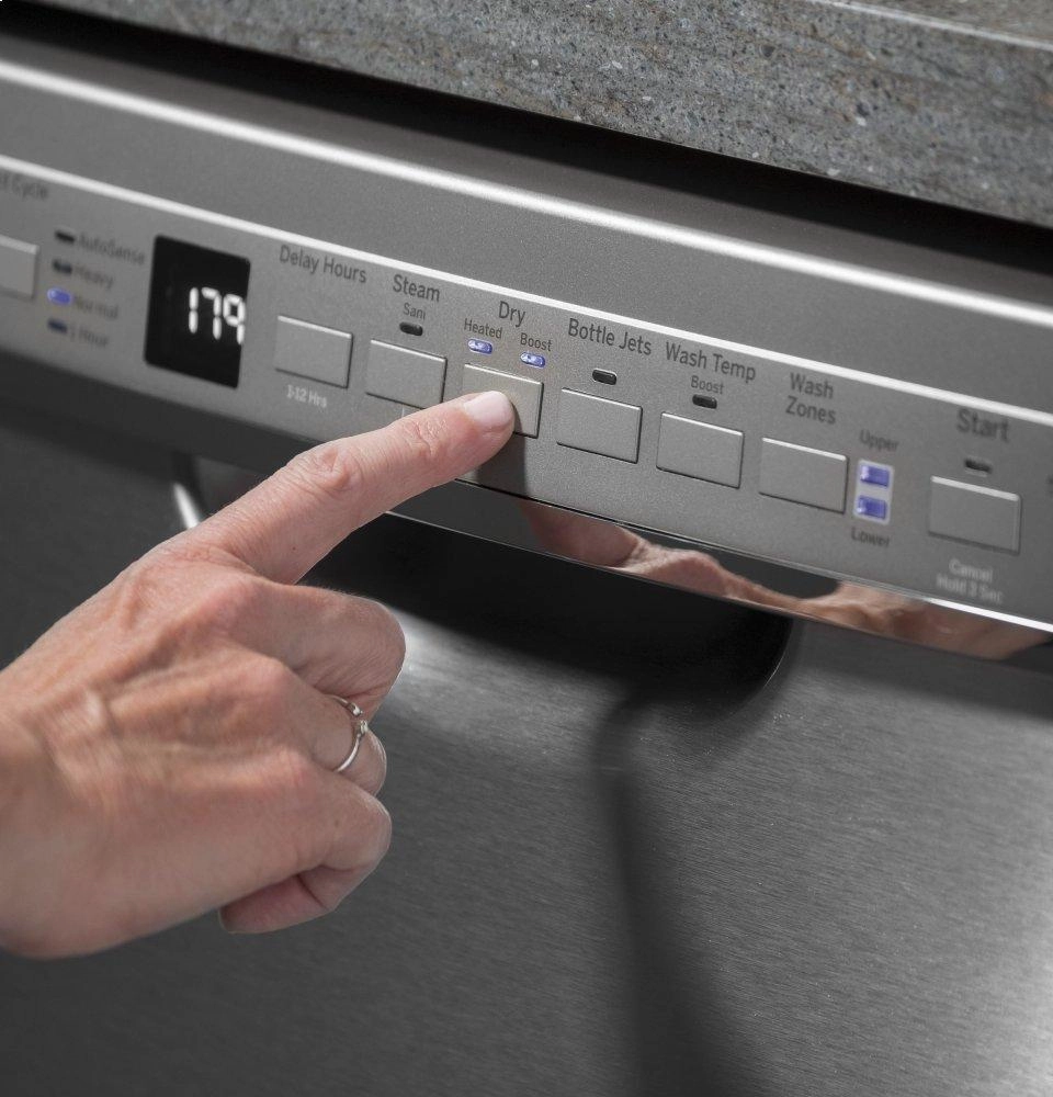 Ge Appliances GDF630PGMBB Ge Front Control With Plastic Interior Dishwasher With Sanitize Cycle & Dry Boost