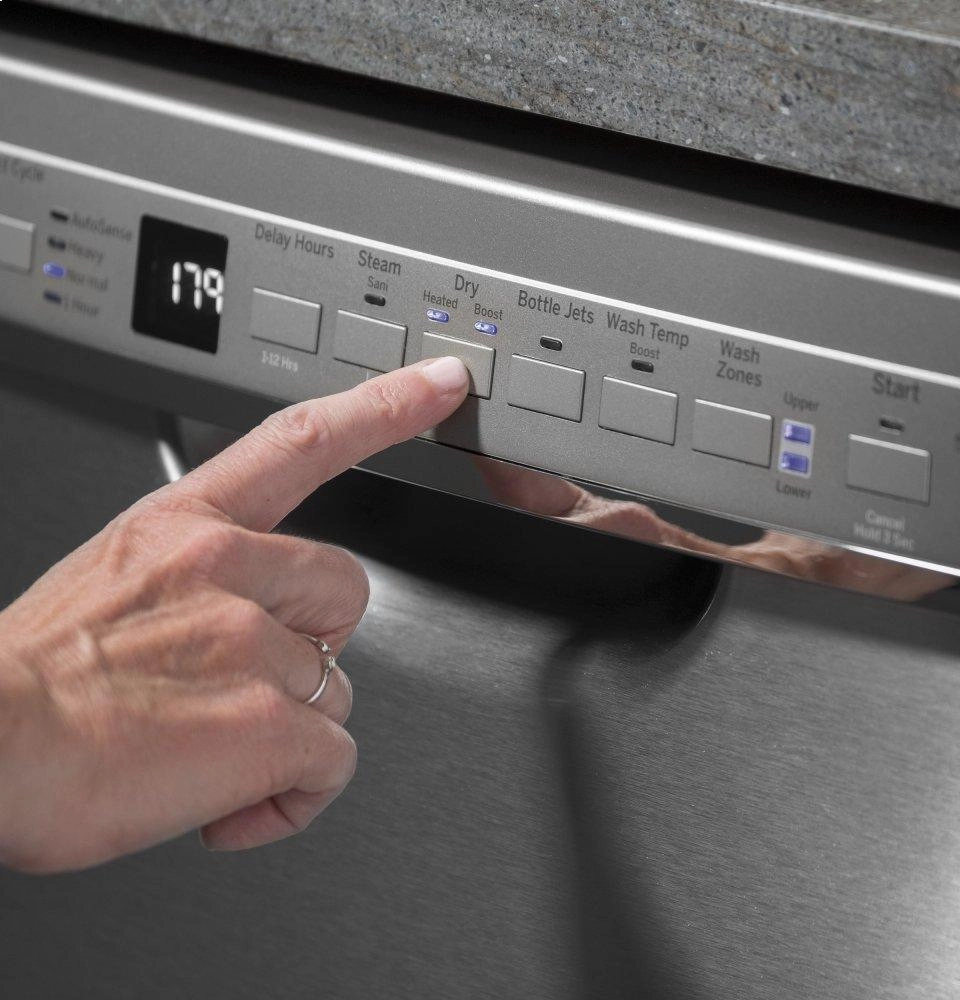 Ge Appliances GDF640HGMBB Ge Front Control With Stainless Interior Door Dishwasher With Sanitize Cycle & Dry Boost