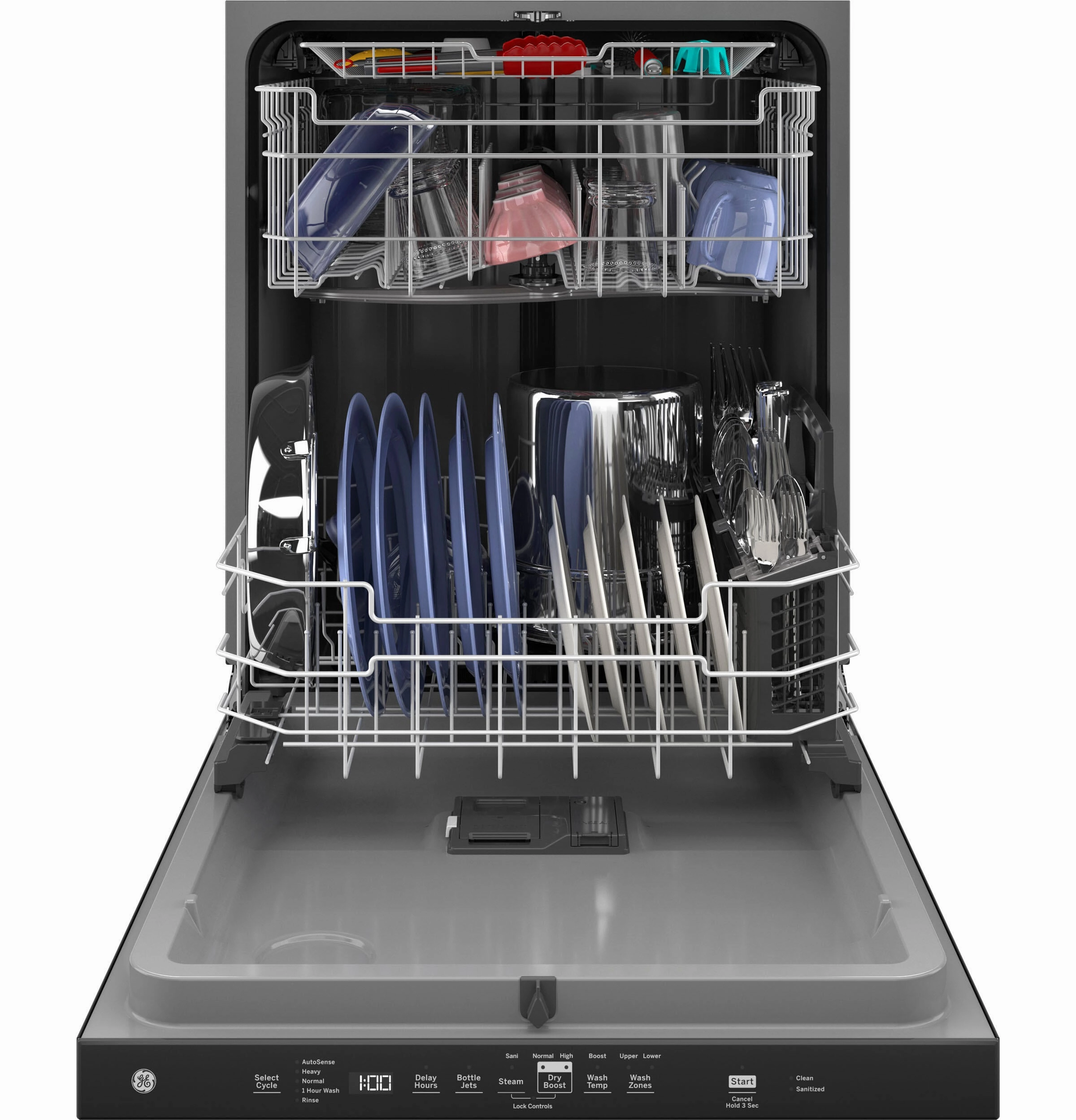 Ge Appliances GDP630PGRBB Ge Top Control With Plastic Interior Dishwasher With Sanitize Cycle & Dry Boost