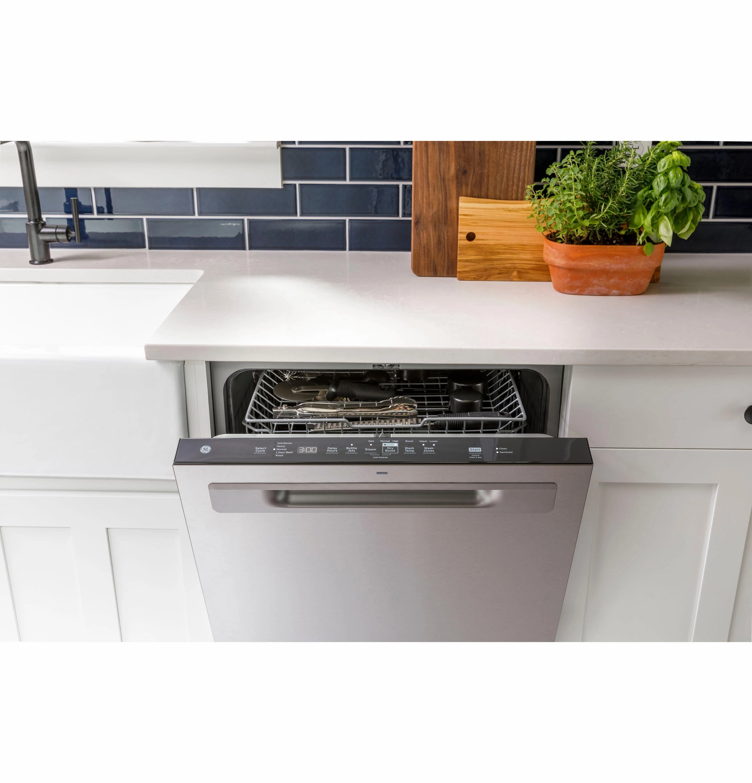Ge Appliances GDP630PGRBB Ge Top Control With Plastic Interior Dishwasher With Sanitize Cycle & Dry Boost