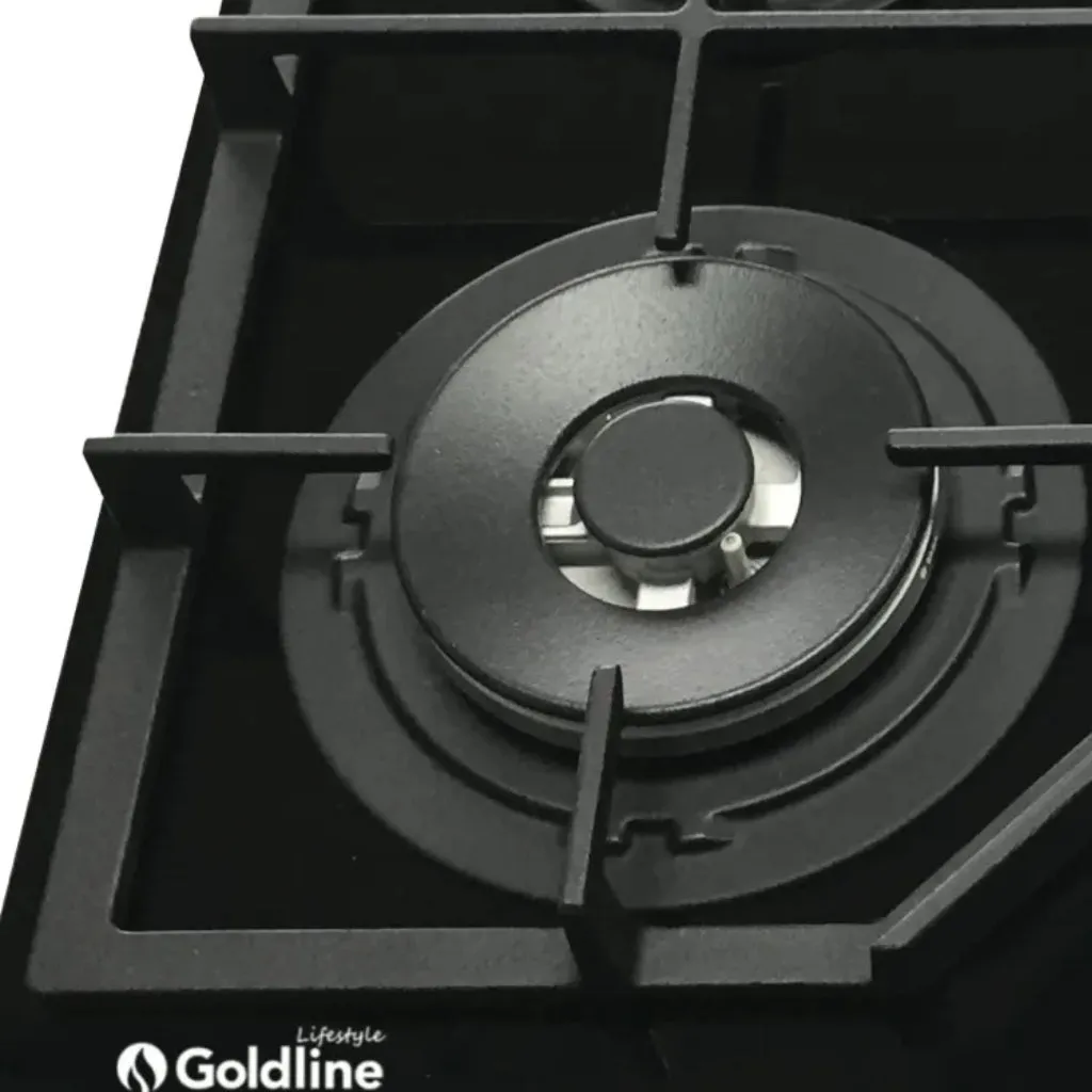 Goldline GLS4-60C2 60cm Black Glass Gas Cooktop