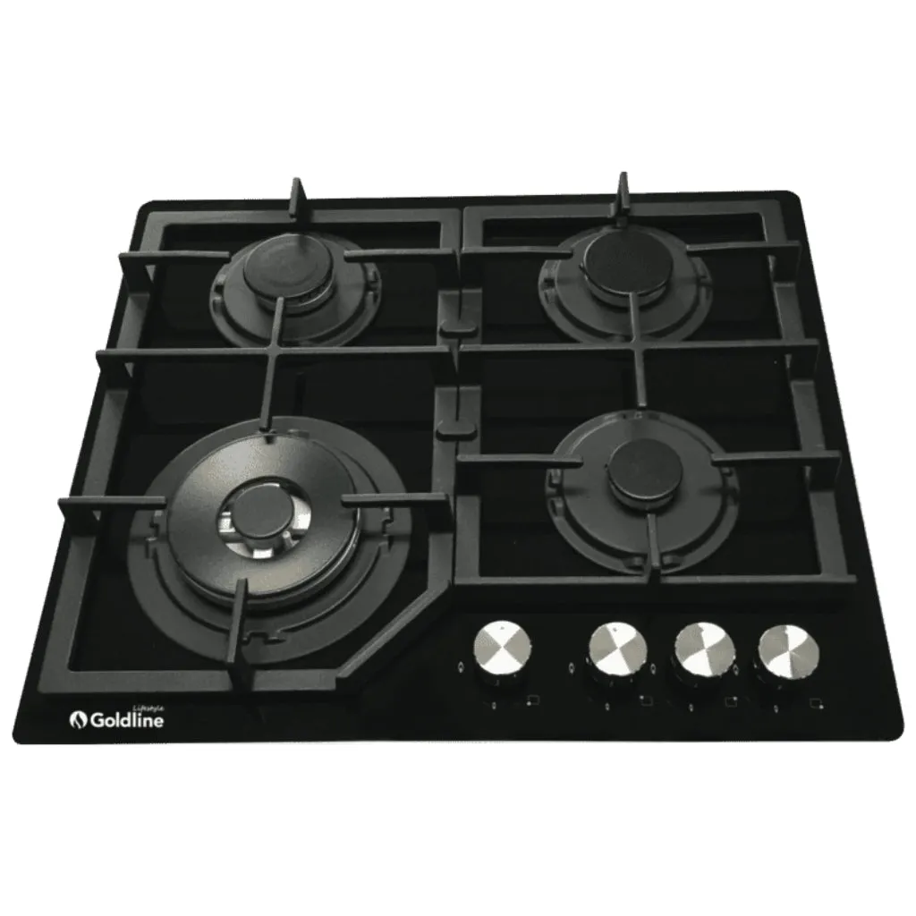 Goldline GLS4-60C2 60cm Black Glass Gas Cooktop