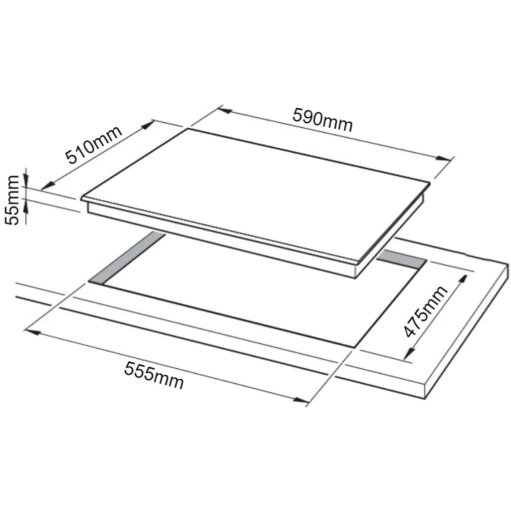Goldline GLS4-60C2 60cm Black Glass Gas Cooktop