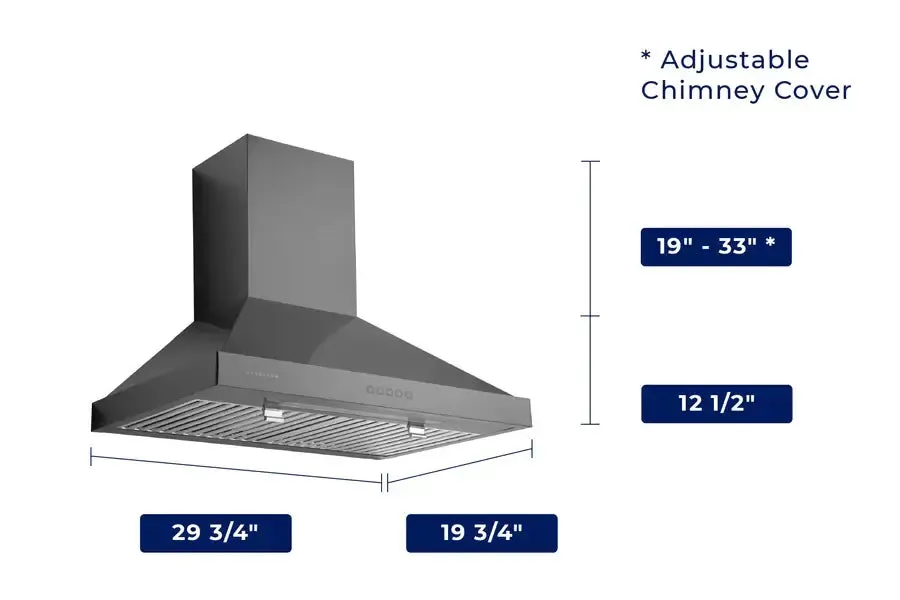 Hauslane Chef 30 in. Convertible Black Stainless Steel Wall Mount Range Hood (WM-590BSS-30)