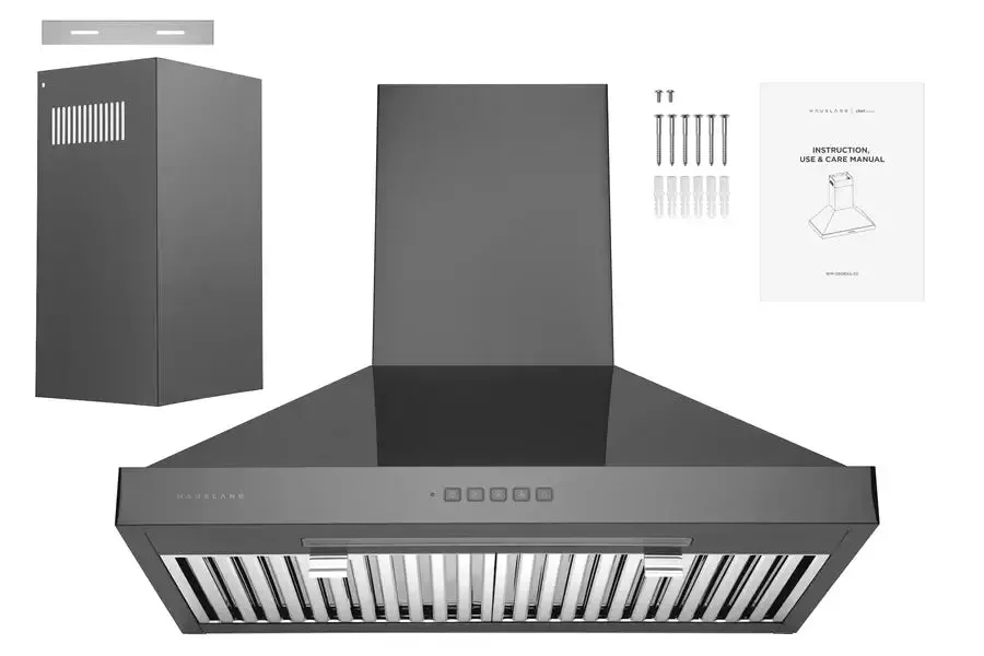 Hauslane Chef 30 in. Convertible Black Stainless Steel Wall Mount Range Hood (WM-590BSS-30)