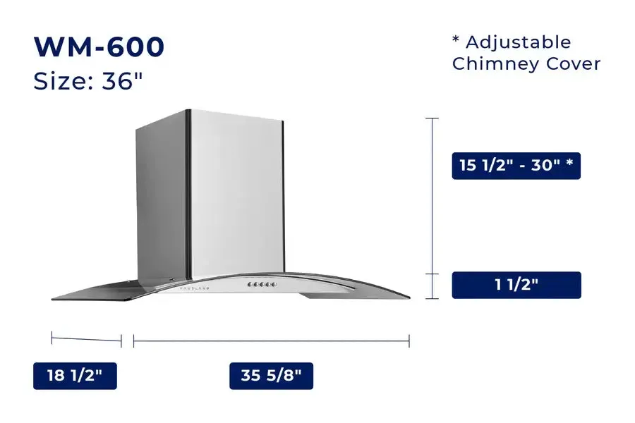 HauslaneChef Convertible Stainless Steel Wall Mount Range Hood with Size Options (WM-600SS)