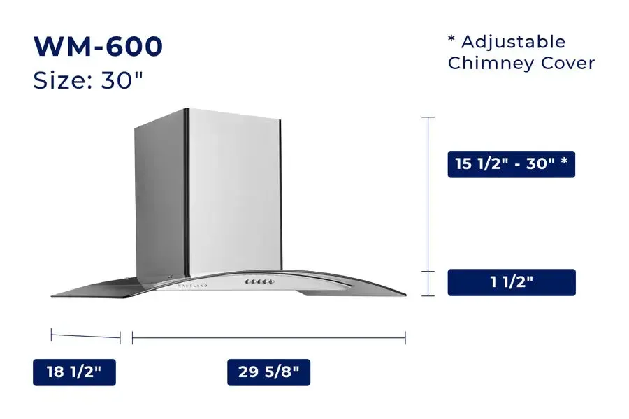 HauslaneChef Convertible Stainless Steel Wall Mount Range Hood with Size Options (WM-600SS)