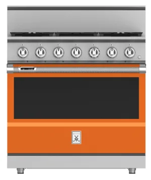 Hestan KRD364GDLPOR 36" 4-Burner Dual Fuel Range With 12" Griddle - Liquid Propane - Orange / Citra