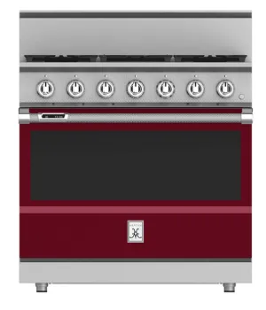 Hestan KRD364GDNGBG 36" 4-Burner Dual Fuel Range With 12" Griddle - Natural Gas - Burgundy / Tin Roof