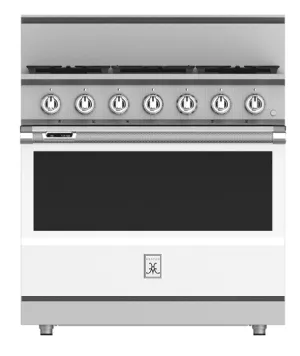 Hestan KRD364GDNGWH 36" 4-Burner Dual Fuel Range With 12" Griddle - Natural Gas - White / Froth