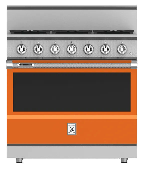 Hestan KRD365NGOR 36" 5-Burner Dual Fuel Range - Natural Gas - Orange / Citra
