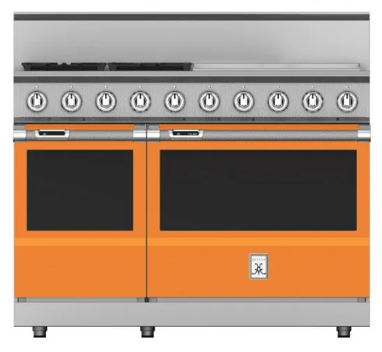 Hestan KRD484GDNGOR 48" 4-Burner Dual Fuel Range With 24" Griddle - Natural Gas - Orange / Citra