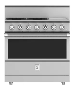 Hestan KRG364GDLP 36" 4-Burner All Gas Range With 12" Griddle - Liquid Propane - Stainless Steel / Steeletto