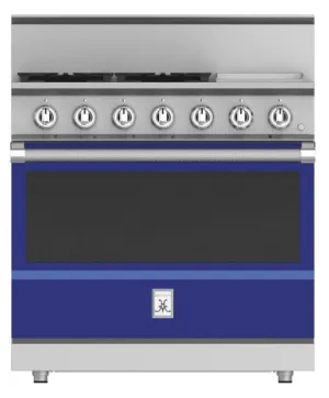 Hestan KRG364GDLPBU 36" 4-Burner All Gas Range With 12" Griddle - Liquid Propane - Blue / Prince