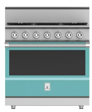 Hestan KRG365LPTQ 36" 5-Burner All Gas Range - Liquid Propane - Turquoise / Bora Bora