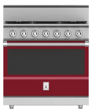 Hestan KRG365NGBG 36" 5-Burner All Gas Range - Natural Gas - Burgundy / Tin Roof
