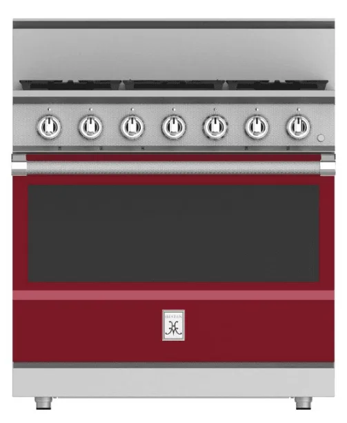 Hestan KRG365NGBG 36" 5-Burner All Gas Range - Natural Gas - Burgundy / Tin Roof