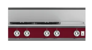 Hestan KRT364GDLPBG 36" 4-Burner Rangetop With 12" Griddle - Liquid Propane - Burgundy / Tin Roof