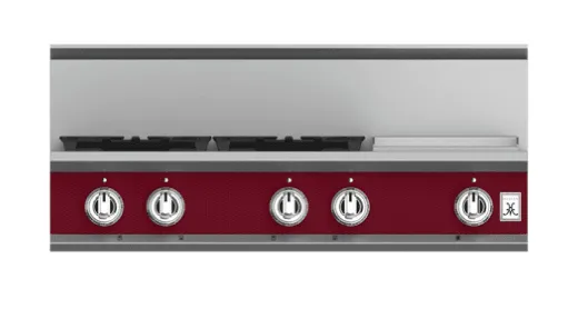 Hestan KRT364GDLPBG 36" 4-Burner Rangetop With 12" Griddle - Liquid Propane - Burgundy / Tin Roof