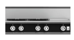 Hestan KRT364GDLPBK 36" 4-Burner Rangetop With 12" Griddle - Liquid Propane - Black / Stealth